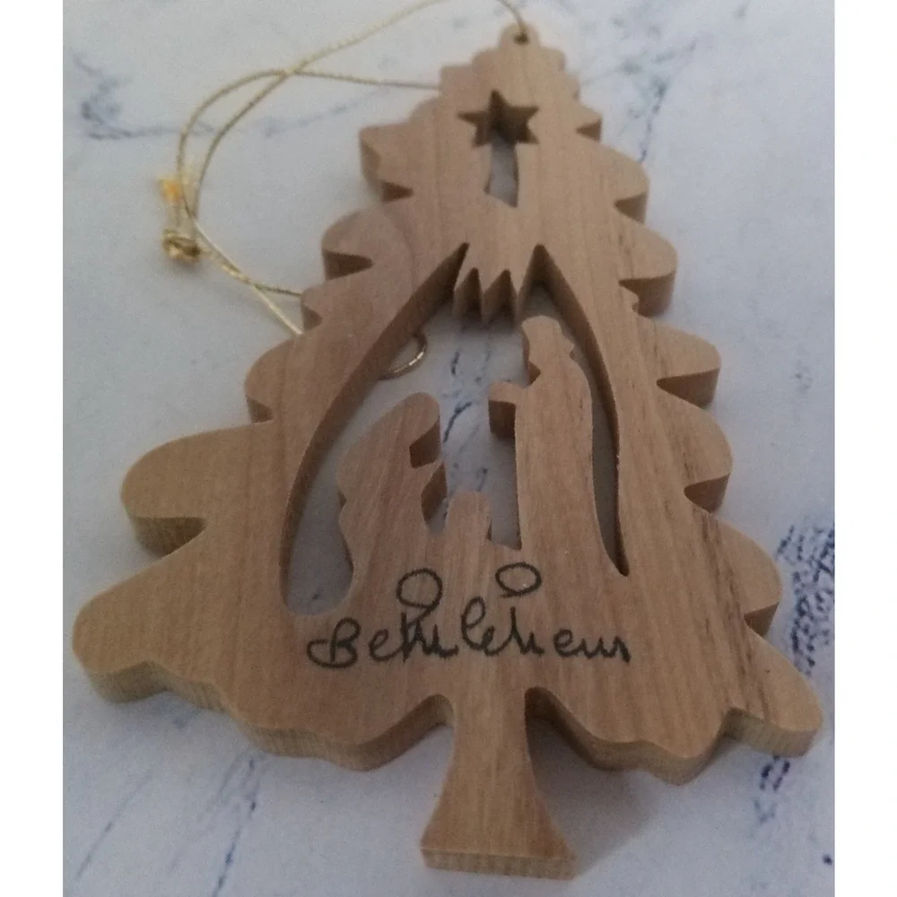 Wooden Bethlehem Nativity Tree Ornament